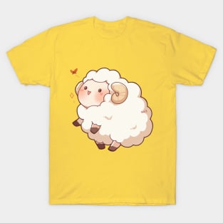 Cute Sheep Chasing Butterfly T-Shirt